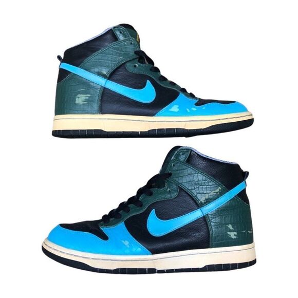 Vintage 2006 Nike Dunk High Blue Black Forest Size 7.5 - Picture 1 of 13